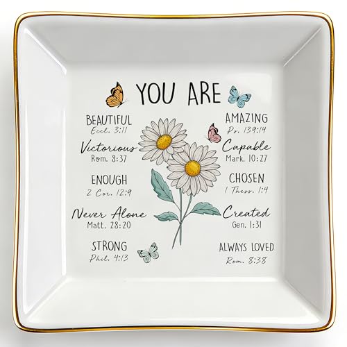 Daisy Birth Flower Jewelry Dish - Christian Gifts for Women