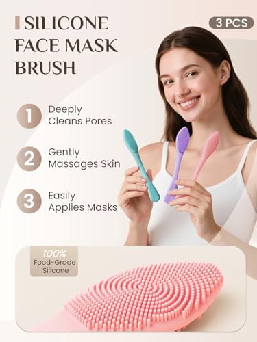 Rena Chris Silicone Face Scrubber & 3-in-1 Face Mask Applicator Brush (3 Pcs)