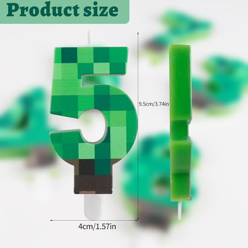Green Number 5 Birthday Candle - Fun TNT Cake Topper