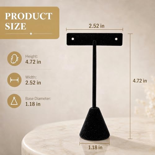 Black Velvet Earring Display Stand - T-Shaped Jewelry Holder