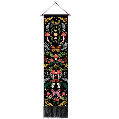 Mystic Moon Phase Butterfly Tapestry for Bedroom - 13"x51"