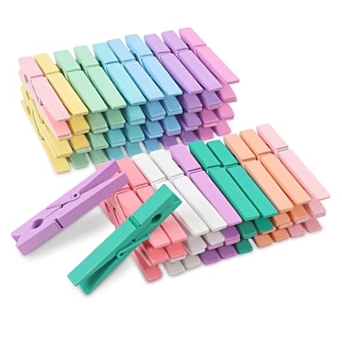 Phinus 72 Pcs Wooden Clothespins - 2.9 Inch Heavy Duty Pastel Clothes Pins