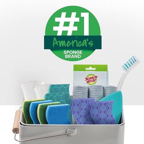 Scotch-Brite Heavy Duty Scrub Sponge, 24 Kitchen Sponges Designed for Tough Messes in the Kitchen that Last 3X Longer*, Best for Cast Iron Skillets and Outdoor Grills, Flexible, Durable, and Strong