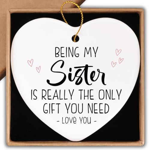 Heart Ceramic Ornament Keepsake - Being My Sister Christmas Gift for Women