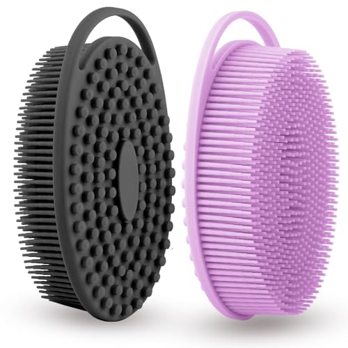 Silicone Body Scrubber 2-Pack, Exfoliating Soft Loofah Shower Brush