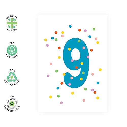 Happy Birthday Card for Daughter - Fun 9th Birthday Card with Stickers