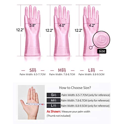 Alimat PluS Medium Latex-Free Kitchen Cleaning Gloves Pack of 3 - Blue, Pink, White