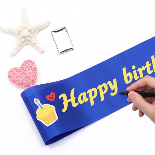 6 Pcs Blank Satin Sashes Blue DIY Custom Plain Ribbons for Parties