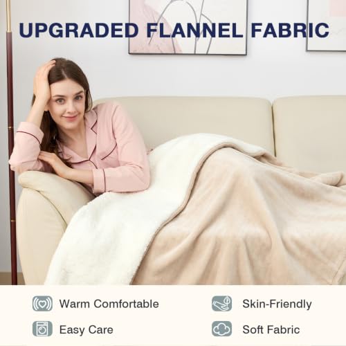 Electric Heated Blanket Throw 50x60 with 9 Heat Levels & Auto Shut-Off