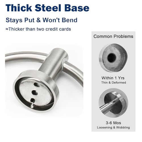 NearMoon Brushed Nickel Bath Towel Ring, Wall-Mounted Stainless Steel Holder