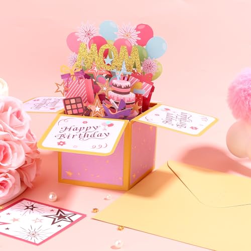 Gosknor 3D Happy Birthday Pop Up Card for Mom with Envelope