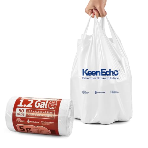 KeenEcho 1.2 Gallon Ocean Plastic Trash Bags with Handles - 50 Count, Leak-Proof & Tear-Resistant