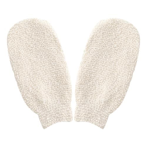 ccHuDE Exfoliating Bath Gloves 2-Pack Burlap Body Scrubber Mittens Beige