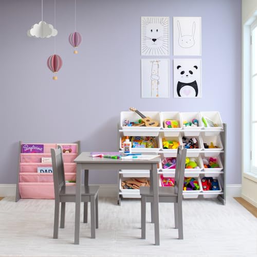 Humble Crew Kids Wooden Table and 2 Chairs Set, Grey - Square Kids Table and Chair Set for Toddlers and Children for Arts, Crafts, and Snack Time - Sturdy, Durable Toddler Activity Table