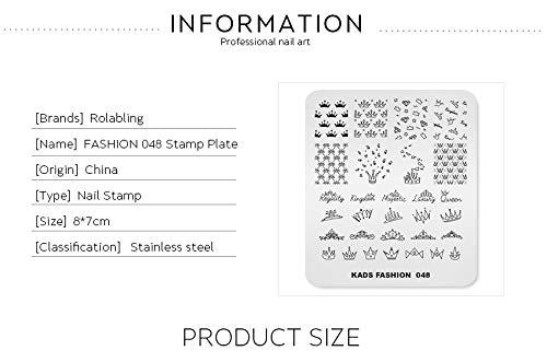 Rolabling Crown Nail Stamping Plate King Queen Theme Art Template