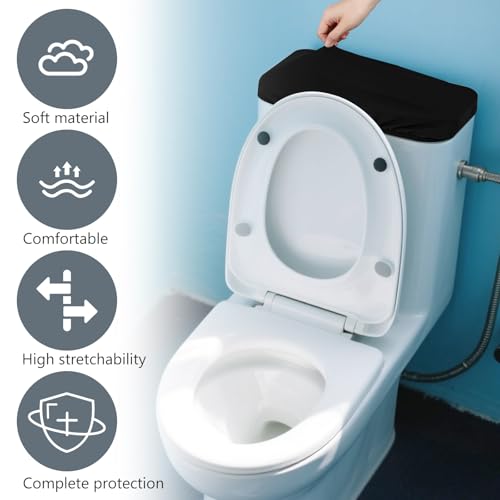 Black 2-Pack Toilet Tank Cover with Elastic Bottom - Bathroom Decor Accessory
