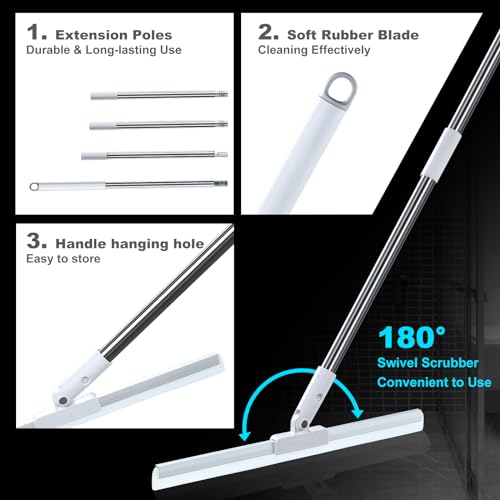JOYBOS Adjustable Rubber Squeegee Broom for Floor & Window Cleaning