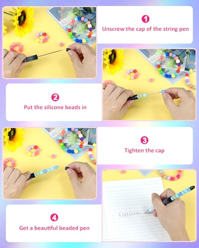 FIVEIZERO 180PCS 9mm Silicone Beads for Keychains & DIY Crafts