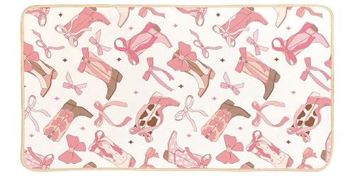 Preppy Pink Western Cowgirl Boots Door Mat - 29.5 x 15.7 Inch Indoor Rug