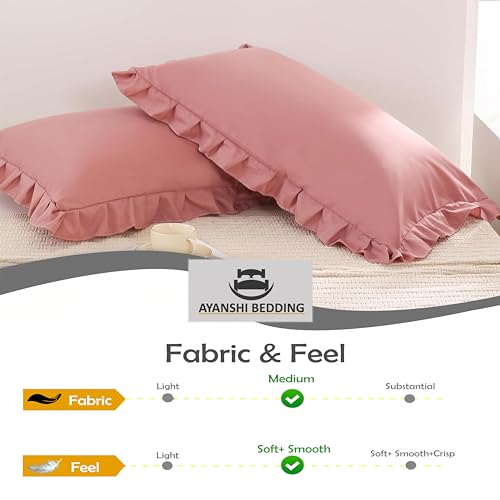 Queen Microfiber Ruffle Pillow Shams Set of 2 - Baby Pink