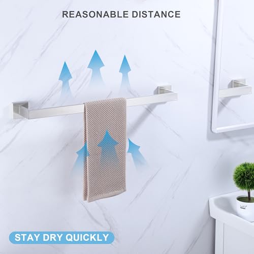 LANC 16-Inch Brushed Nickel Towel Bar - Wall Mounted Stainless Steel