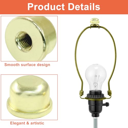 Gold Lamp Finials - 2 Pack Solid Caps for Standard 1/4-27 Threads
