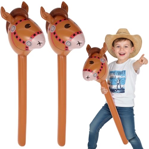 37-Inch Inflatable Horse Head Stick Balloons - Brown, 2-Pack