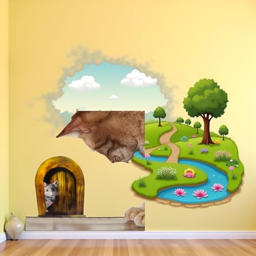 5PCS 3D Mouse Hole Wall Sticker Peel and Stick Decal