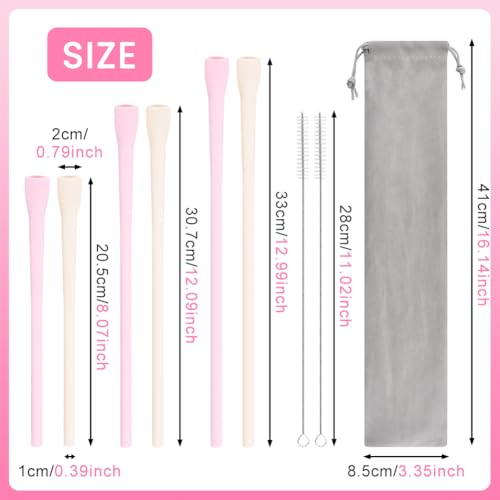 6 Pack Silicone Drinking Straws for 20/30/40 oz Cups - Reusable, Food-Grade, Dishwasher Safe