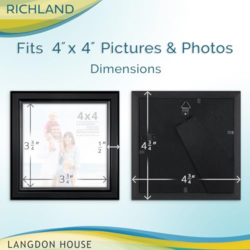 4x4 Black Picture Frame with Bevel Edge - Modern Polystyrene Design