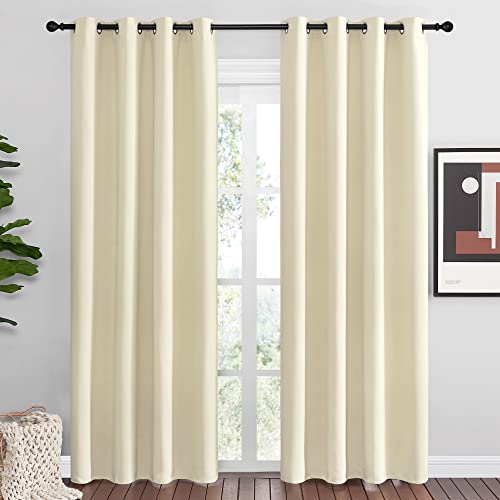 NICETOWN Beige Room Darkening Curtains 86" Long, 55" Wide, Pack of 2