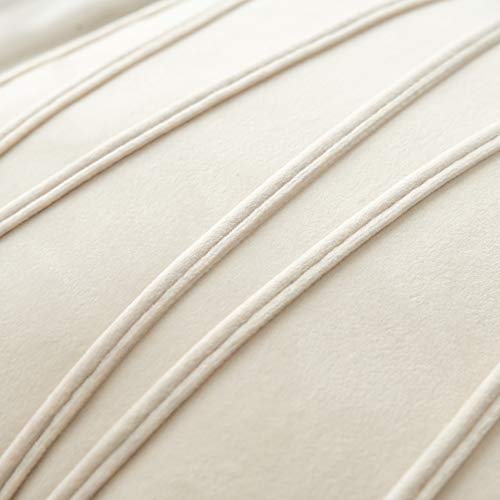 Natus Weaver Ivory Velvet Throw Pillow Covers 12x20 Inch - Set of 2