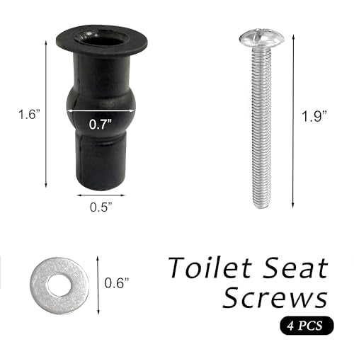 Quacc Universal Toilet Seat Hinge Screws - 4-Pack Top Mounting Fixings
