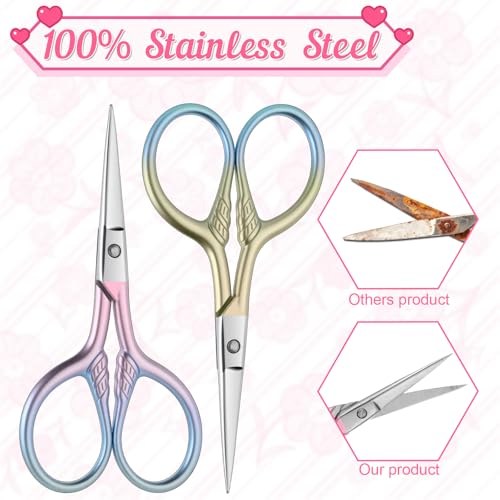 Eldraqth 2pcs Stainless Steel Eyebrow & Facial Hair Grooming Scissors with PU Leather Case