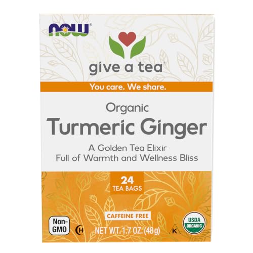 Organic Turmeric Ginger Tea - Caffeine-Free, 24 Bags - NOW Foods