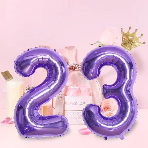 32-Inch Purple Number 23 Balloon Set with Gold Crown for Celebrations