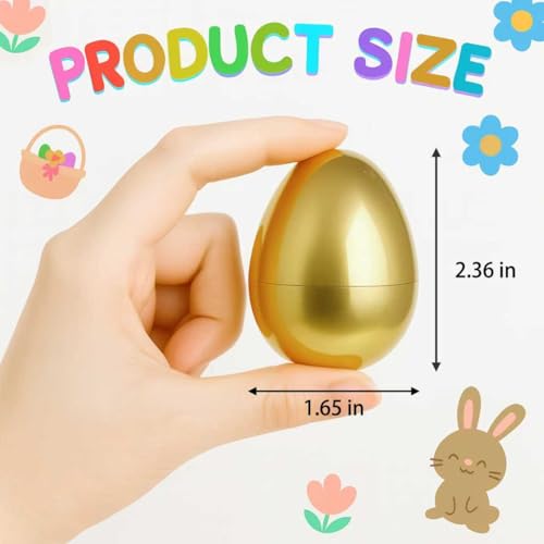 30 Pack Golden Easter Eggs, 2.36'' Fillable Plastic Eggs for Egg Hunts
