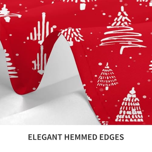 Christmas Tree Tablecloth 60x84 Inch Rectangular Red Holiday Decor - AEIOAE