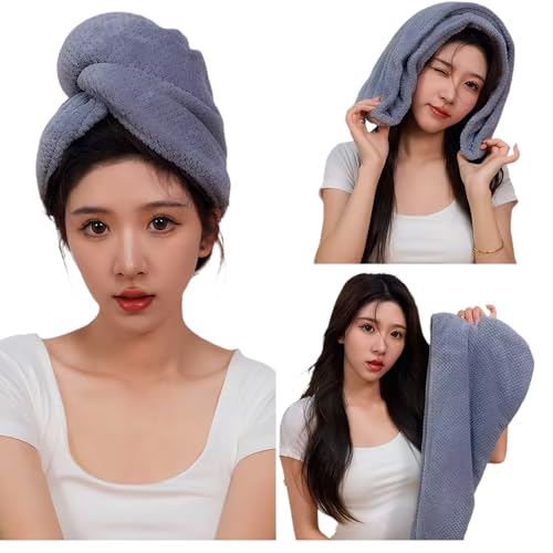 Microfiber Hair Drying Towel Turban 2-Pack - Quick-Dry Absorbent Wrap