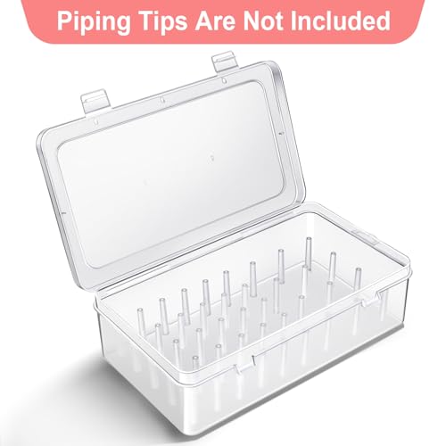 Vowcarol 42-Peg Piping Tip Storage Box - Stackable Cake Decorating Organizer