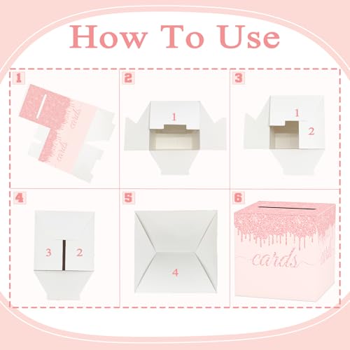 Pink Card Box - 8.7" Gift Card Holder for Weddings & Parties