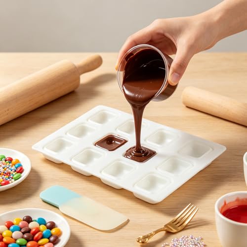 AIBOYA 12 Cavity Square Silicone Candy Mold & Chocolate Tray