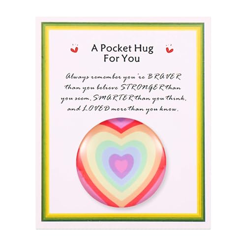 BOXOB Pocket Hug Heart Token with Inspirational Message Card - 3cm Thinking of You Gift
