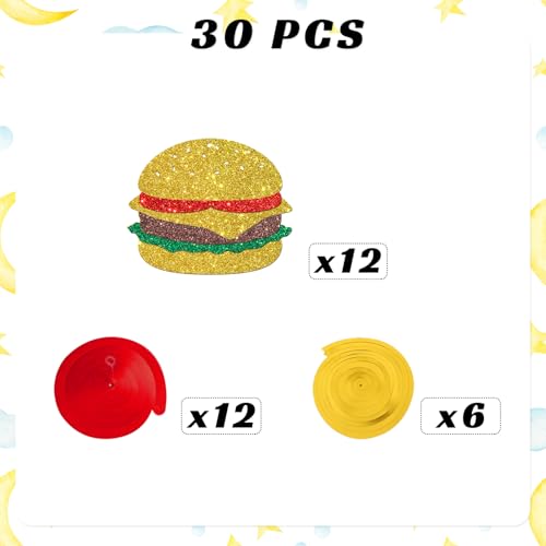 Hamburger Hanging Swirl Decorations - Fast Food Party Supplies