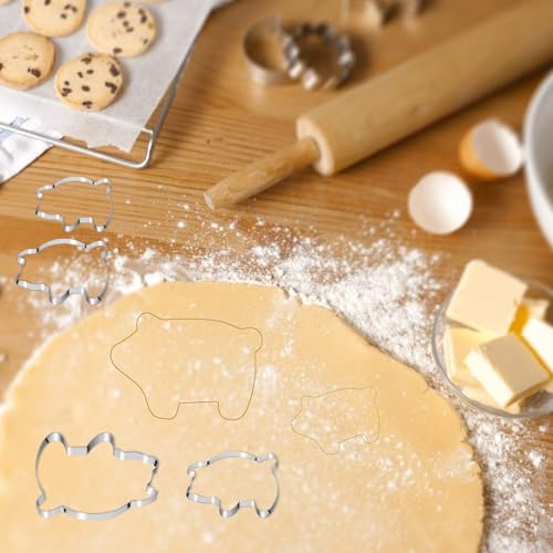 Concha Cutter & Pig Cookie Cutter Set - 6 Pieces Stainless Steel