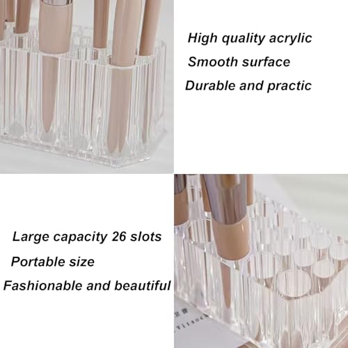 Clear Acrylic Lipstick Organizer with 26 Slots - Durable Makeup Storage