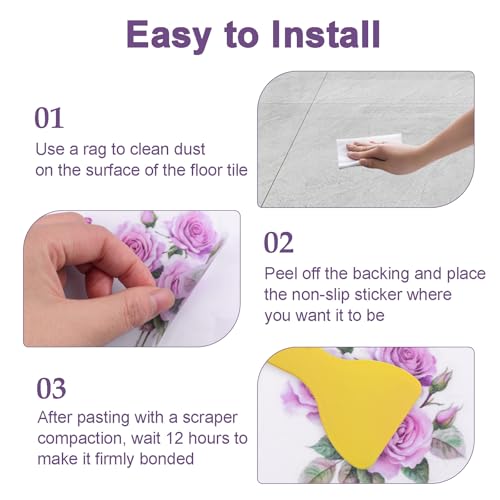 MOROBOR Anti-Slip Bathtub Stickers - 6PCS Purple Butterfly Decals