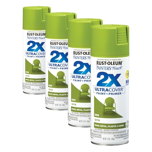 Rust-Oleum Painter's Touch 2X Ultra Cover Spray Paint, Satin Eden, 12 oz (4 Pack)