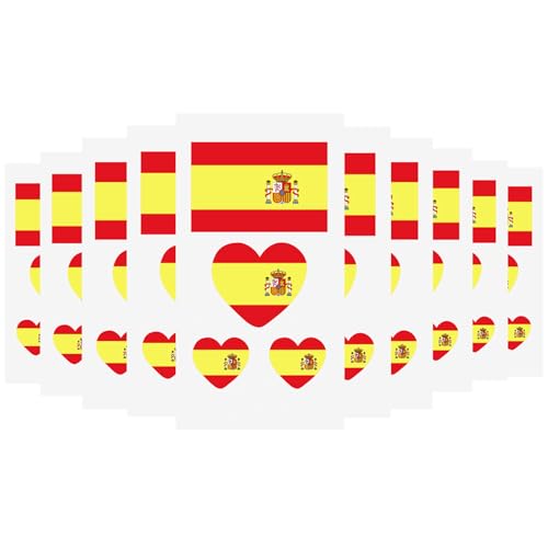 Spain World Cup 2026 Temporary Tattoos 10Pcs Waterproof Face Body Stickers