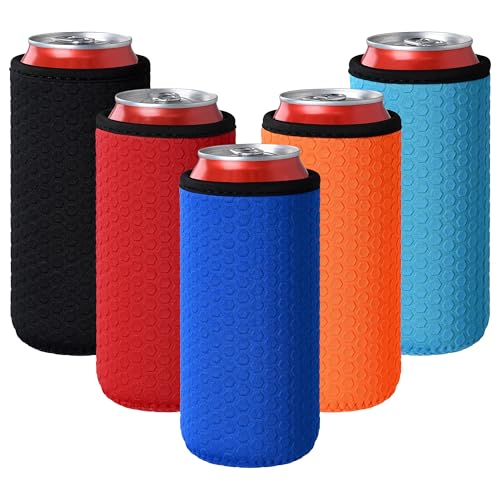 16oz Insulated Neoprene Can Cooler Sleeve - 5 Pack